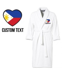Philippines Flag Heart Shape Embroidery Logo with Custom Text Embroidered Bathrobes